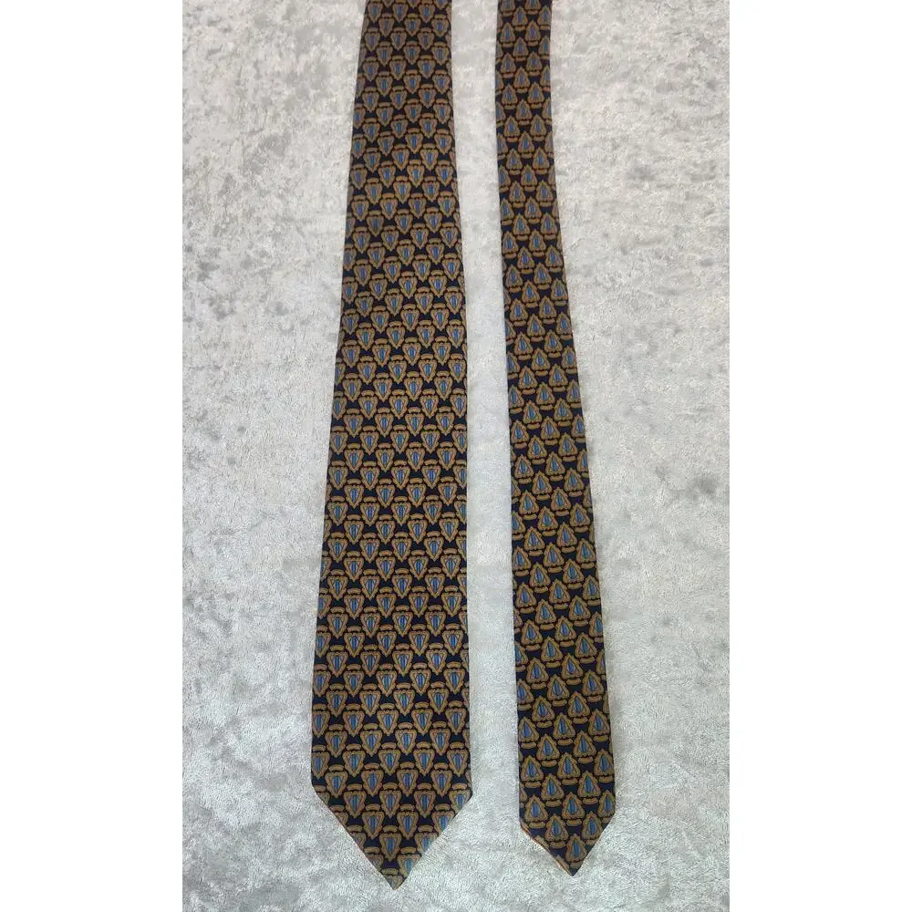 Authentic GUCCI Mens Blue & Gold Tie-100% Silk